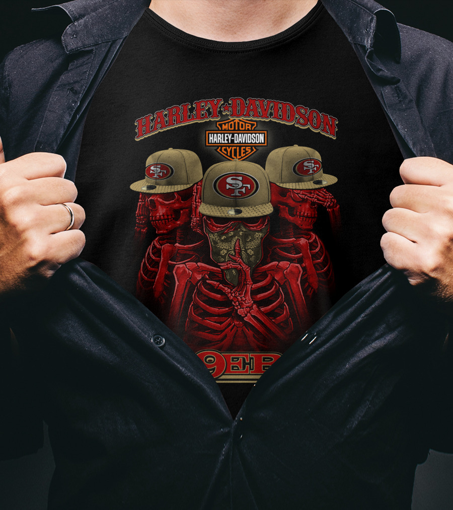 Harley Davidson 49ers Motorcycles Sf Skull T-Shirt