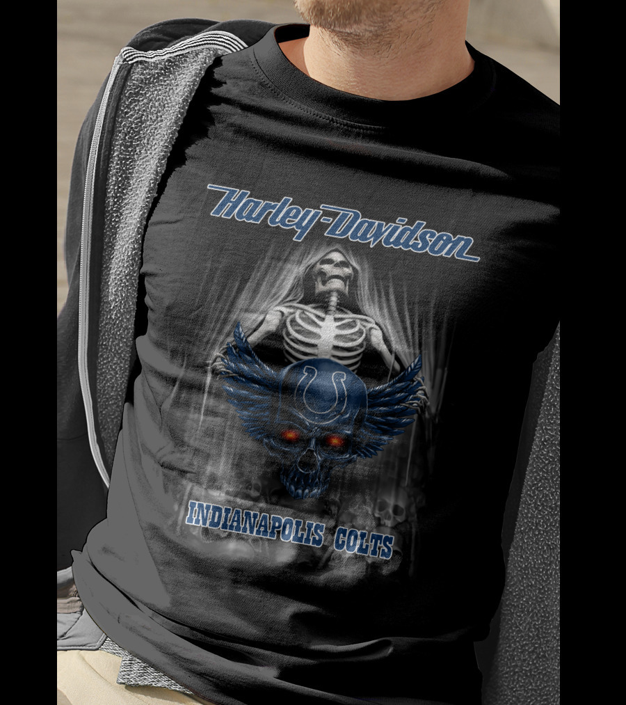 Harley Davidson Skull Indianapolis Colts T-Shirt