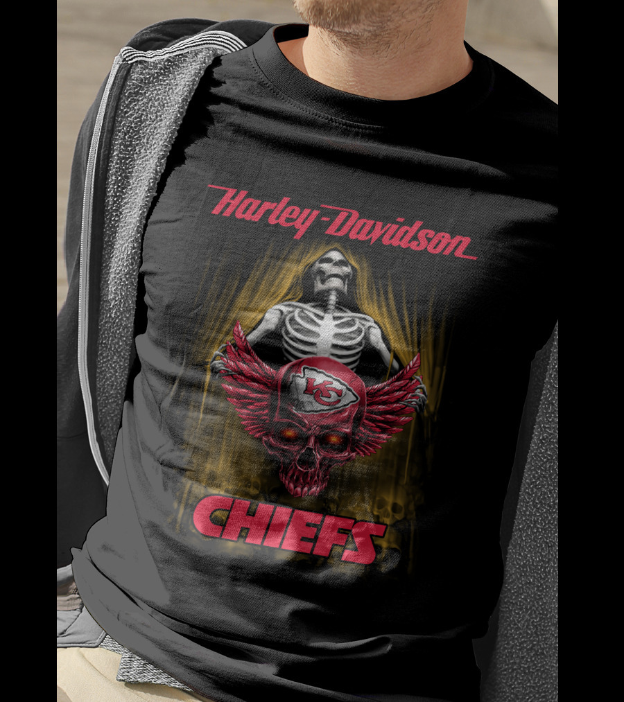 Harley Davidson Chiefs Skeleton Kansas City Chiefs T-Shirt