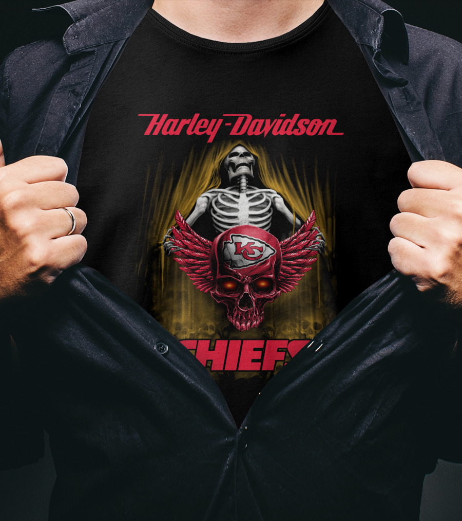 Harley Davidson Chiefs Skeleton Kansas City Chiefs T-Shirt