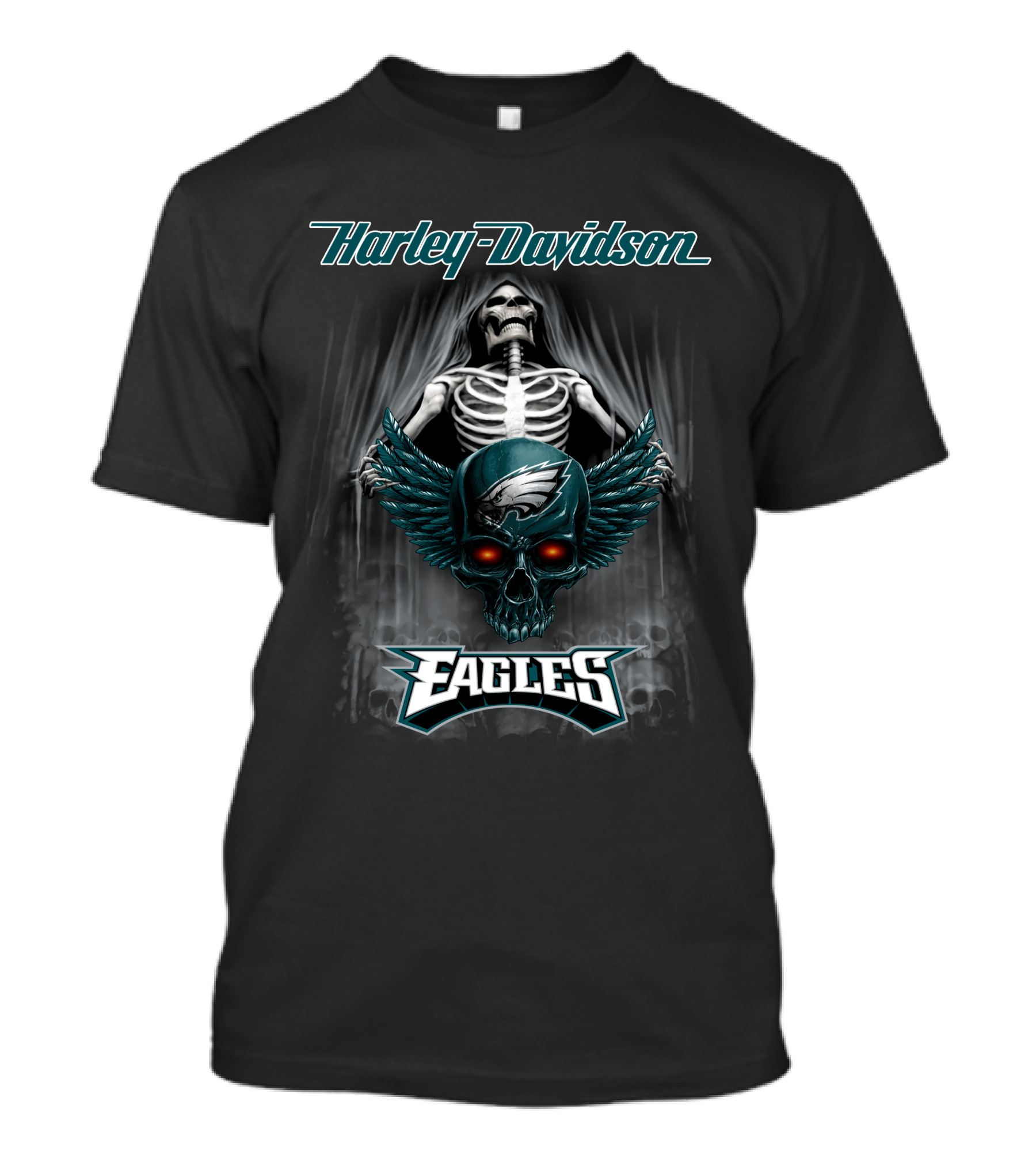 Harley Davidson Skeleton Skull Philadelphia Eagles T-Shirt