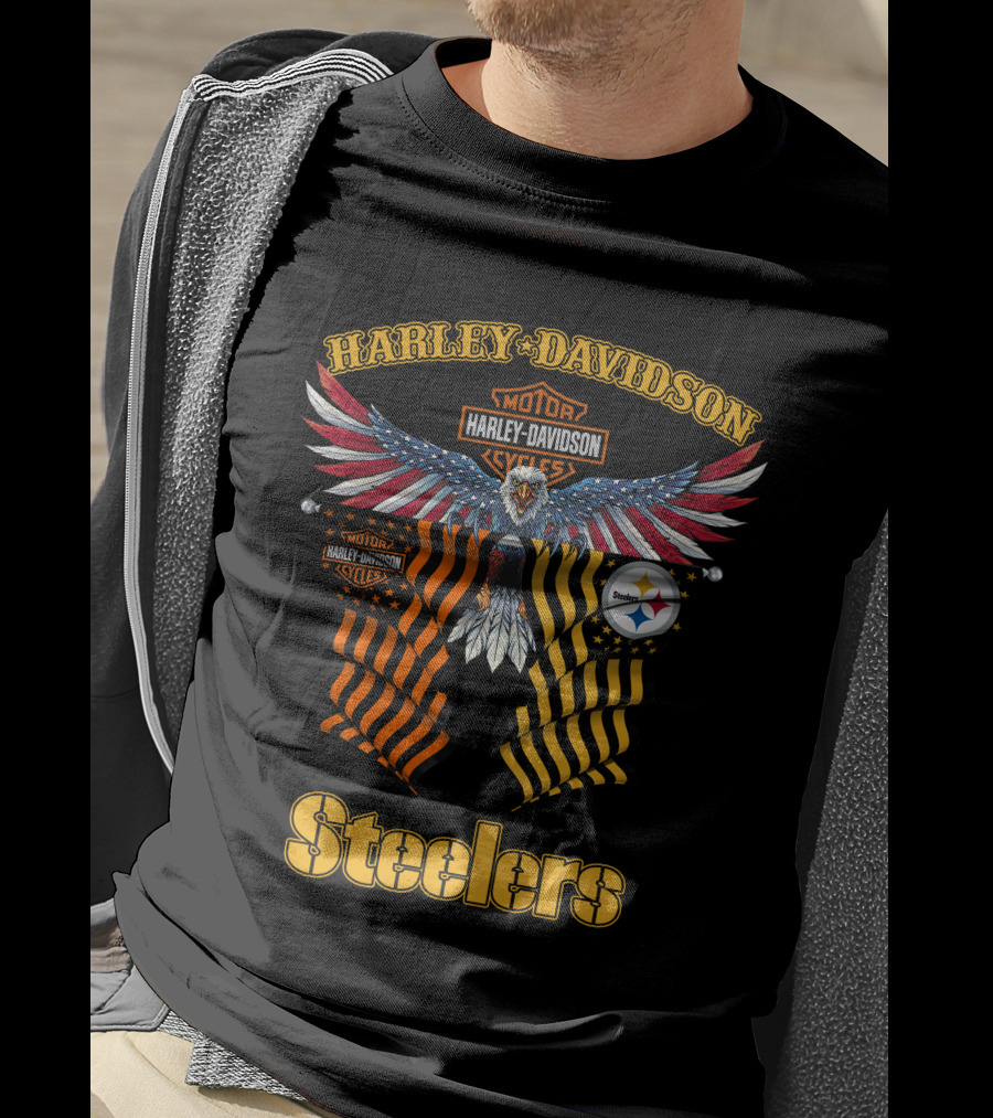 Harley Davidson Steelers Moto Eagle T-Shirt