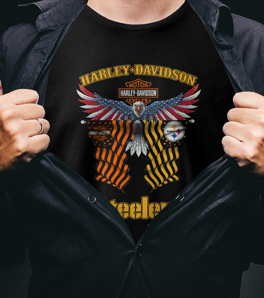 Harley Davidson Steelers Moto Eagle T-Shirt