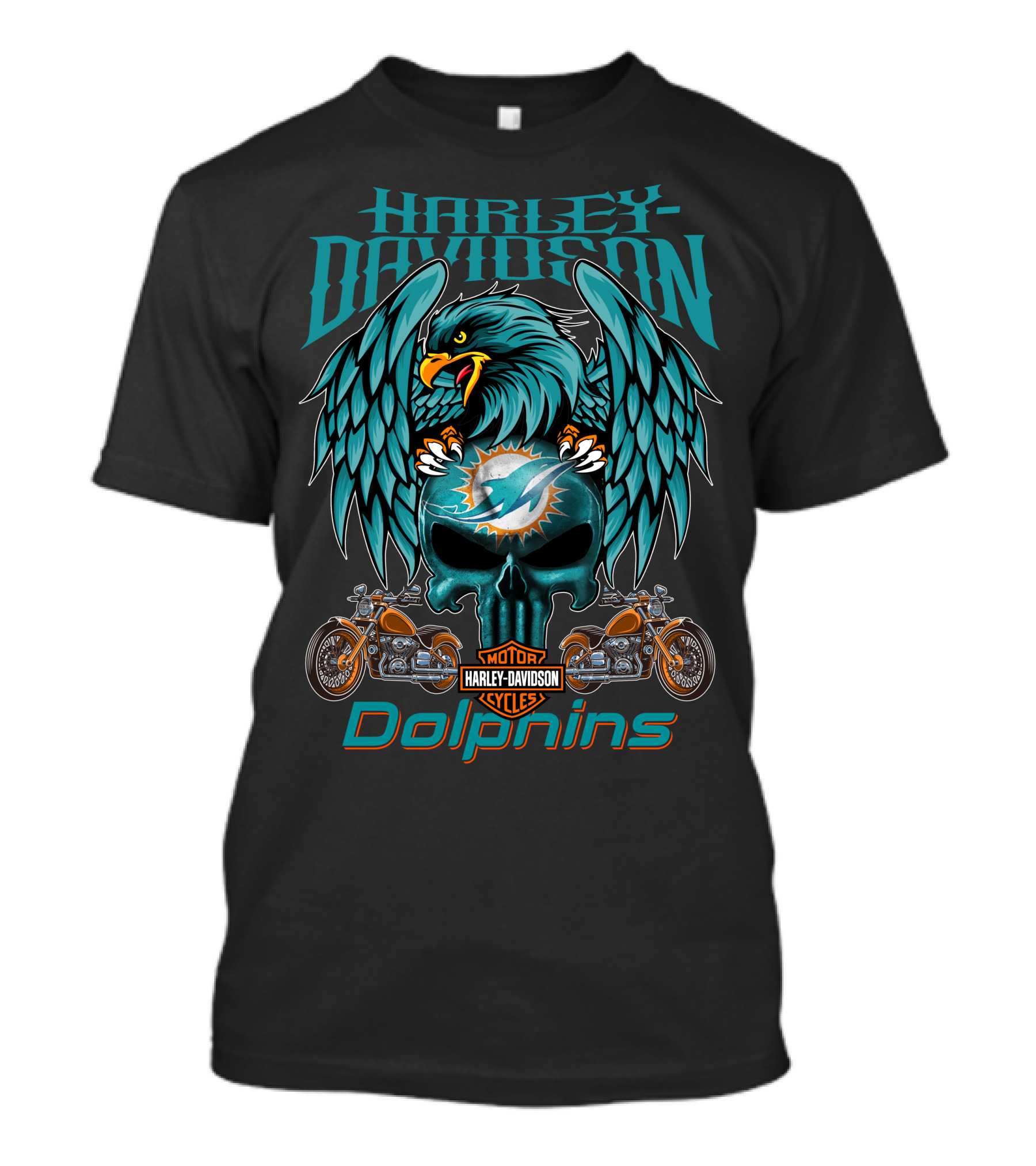 Harley Davidson Motor Cycles Dolphins Miami Dolphins T-Shirt