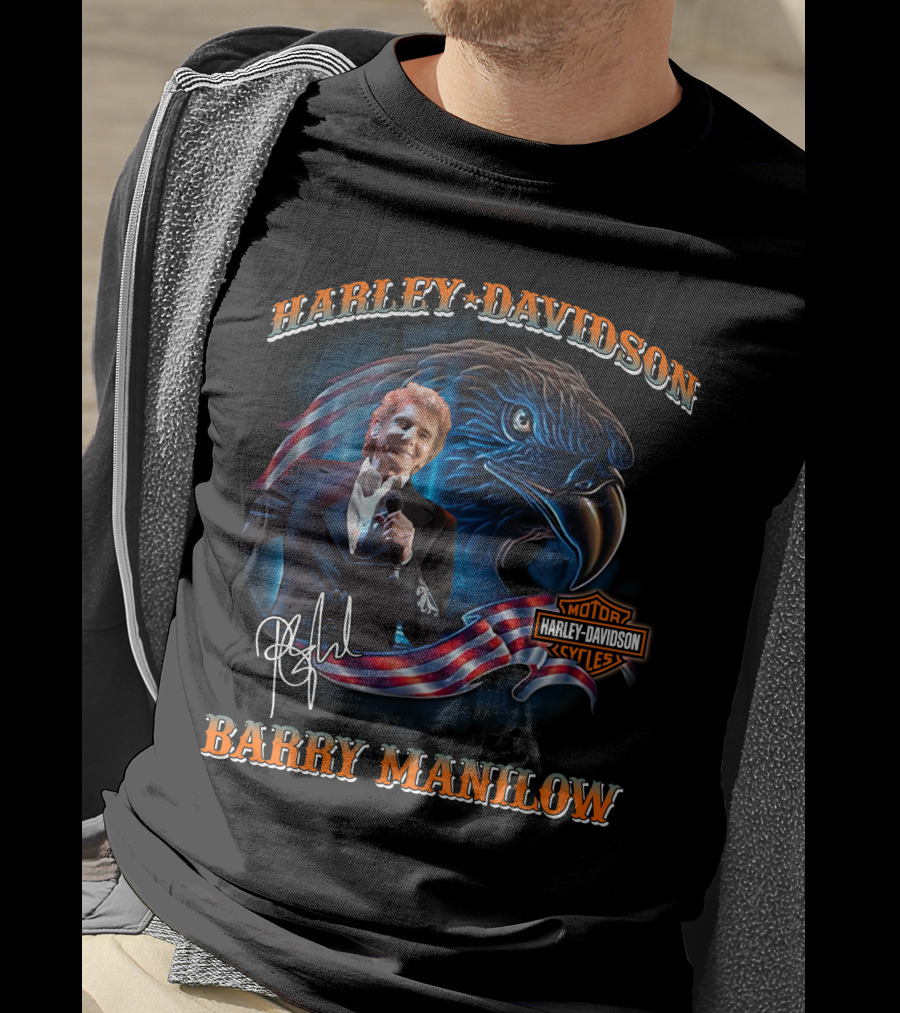 Harley Davidson Barry Manilow Eagle And Flag T-Shirt