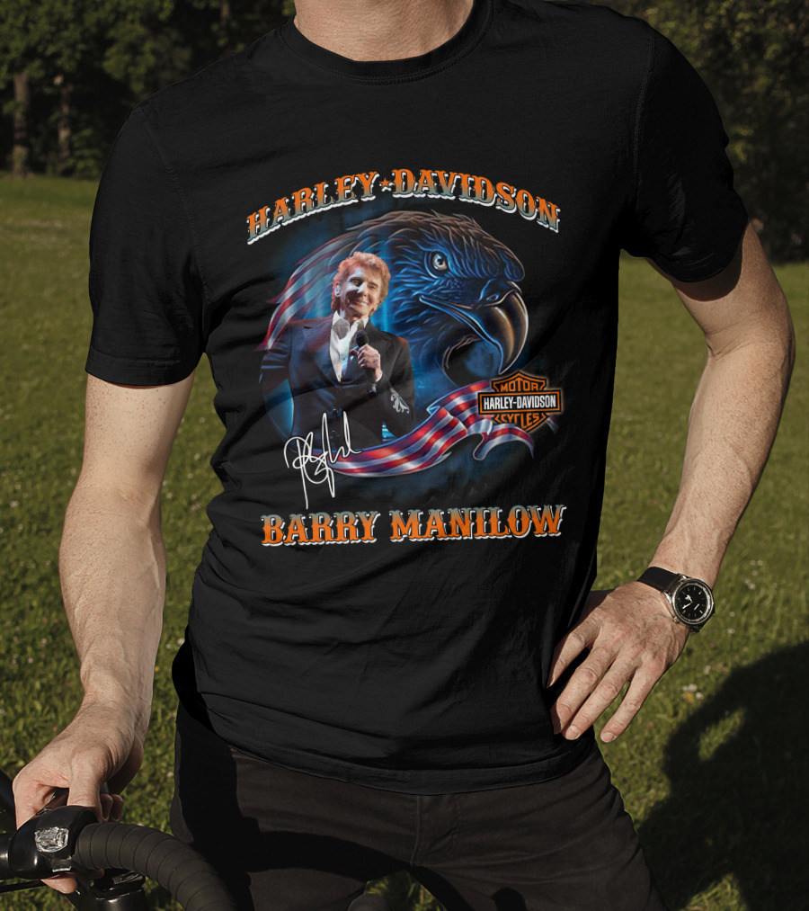 Harley Davidson Barry Manilow Eagle And Flag T-Shirt