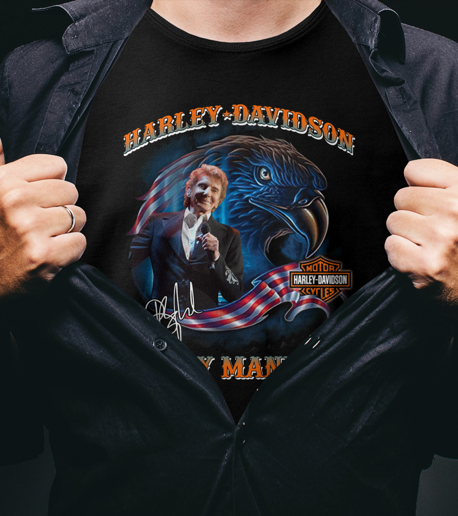 Harley Davidson Barry Manilow Eagle And Flag T-Shirt