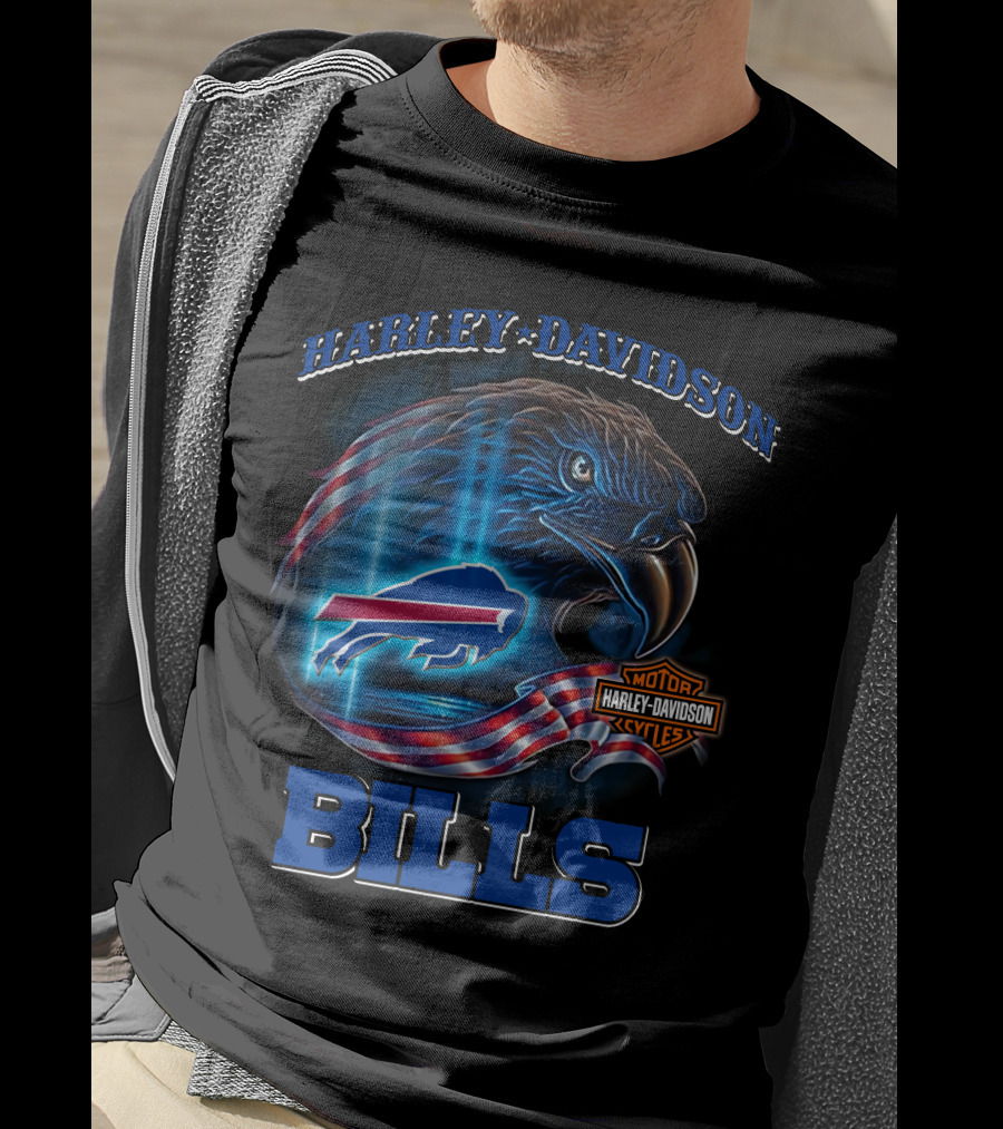 Harley Davidson Buffalo Bills Eagle Motor Cycles T-Shirt