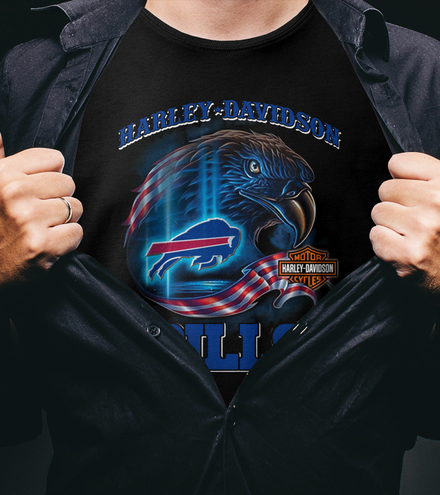 Harley Davidson Buffalo Bills Eagle Motor Cycles T-Shirt