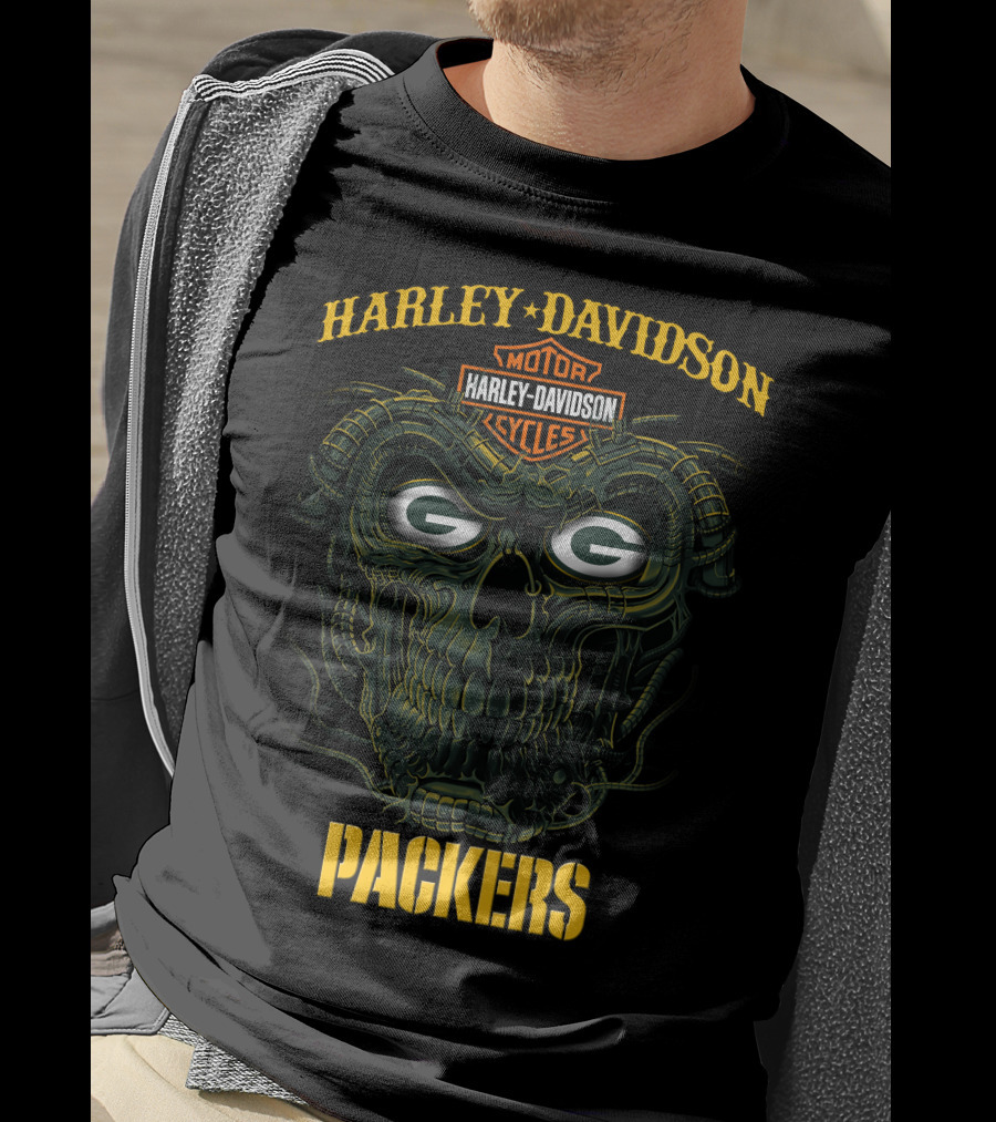 Harley Davidson Green Bay Packers G Skull T-Shirt