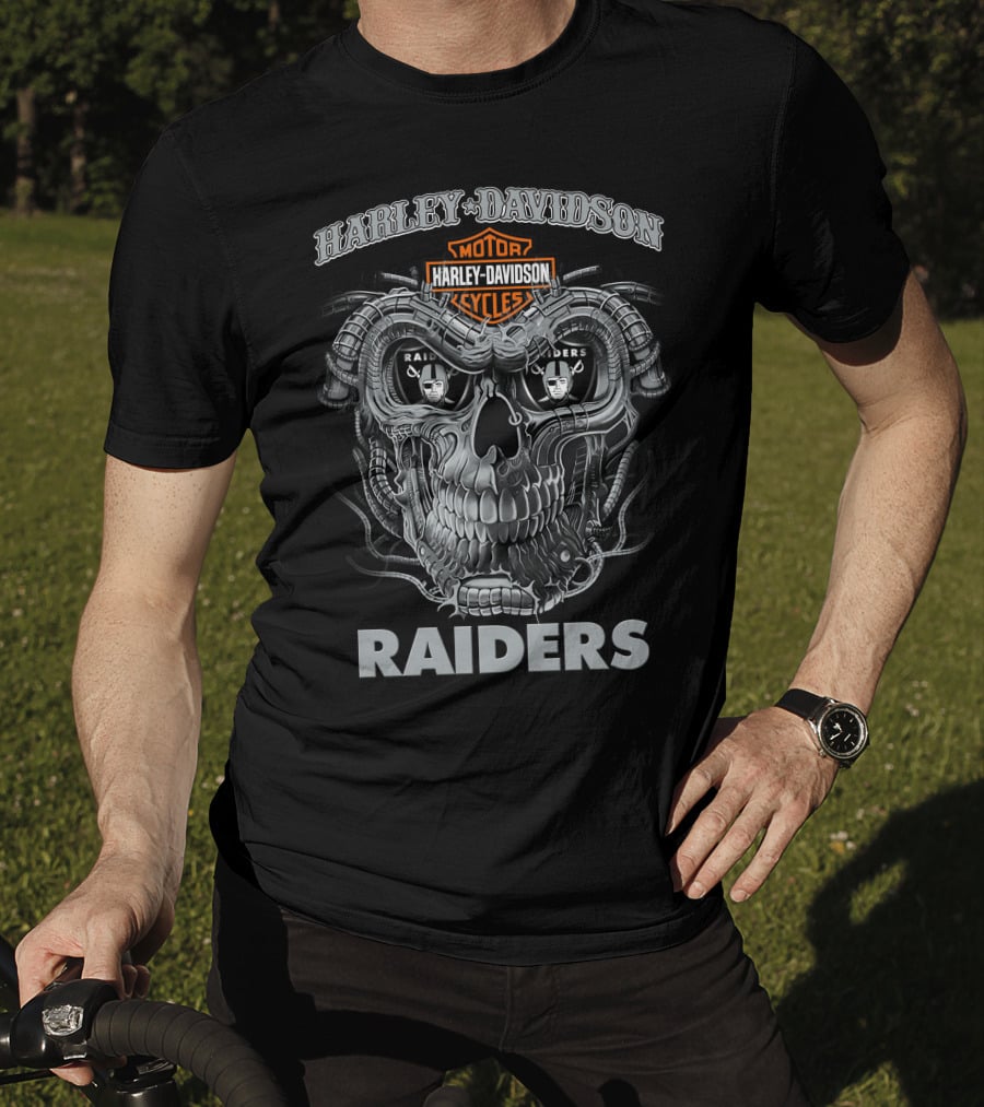 Harley Davidson Motor Cycles Raiders Skull T-Shirt