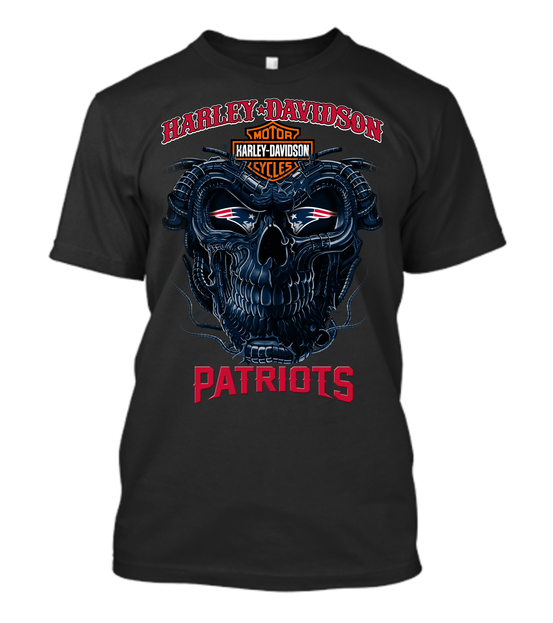 Harley Davidson Motorcycles Patriots Skull T-Shirt