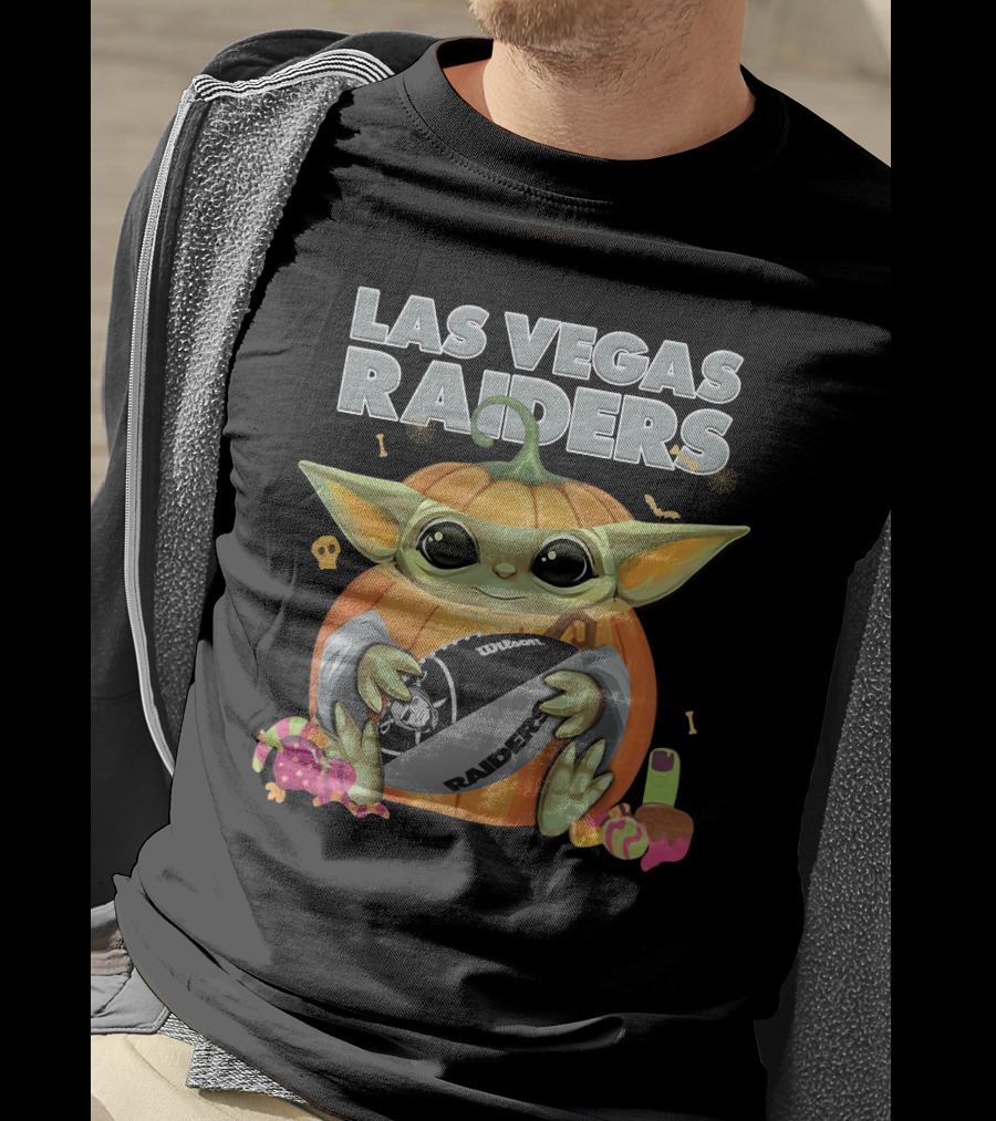 Las Vegas Raiders Yoda Pumpkin Halloween Football Raiders Ball T-Shirt