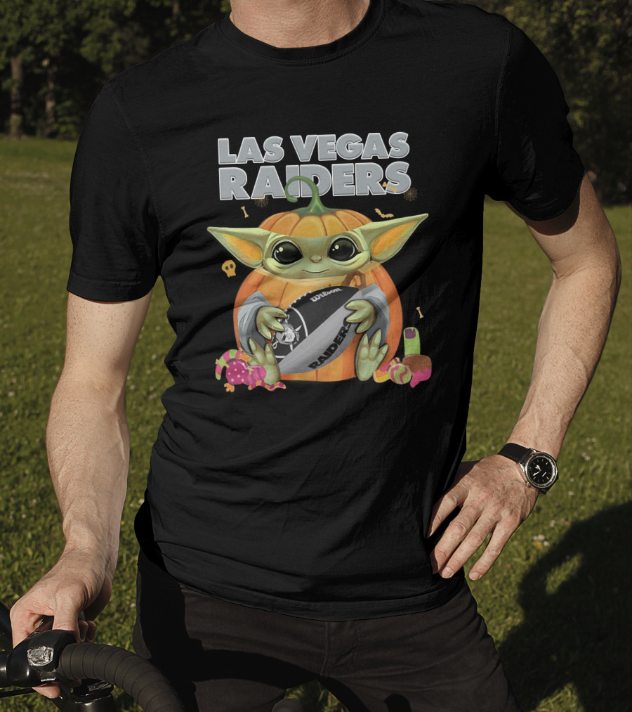 Las Vegas Raiders Yoda Pumpkin Halloween Football Raiders Ball T-Shirt