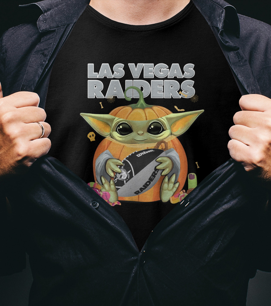Las Vegas Raiders Yoda Pumpkin Halloween Football Raiders Ball T-Shirt