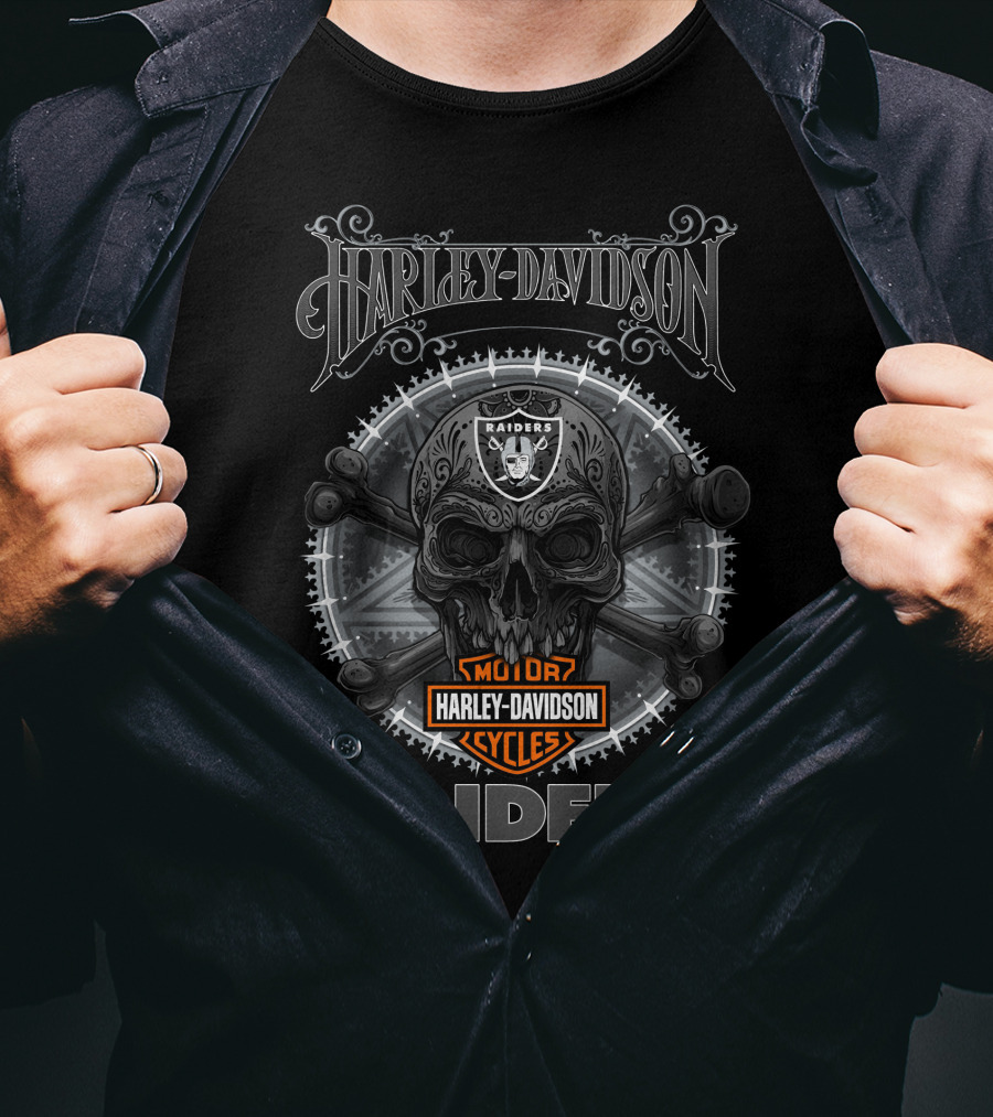 Harley Davidson Raiders Skull Logo Motor Cycles T-Shirt