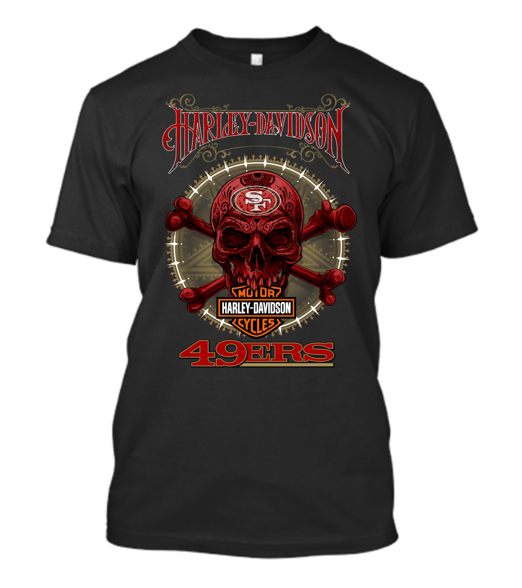 Harley Davidson San Francisco 49ers Skull And Crossbones T-Shirt