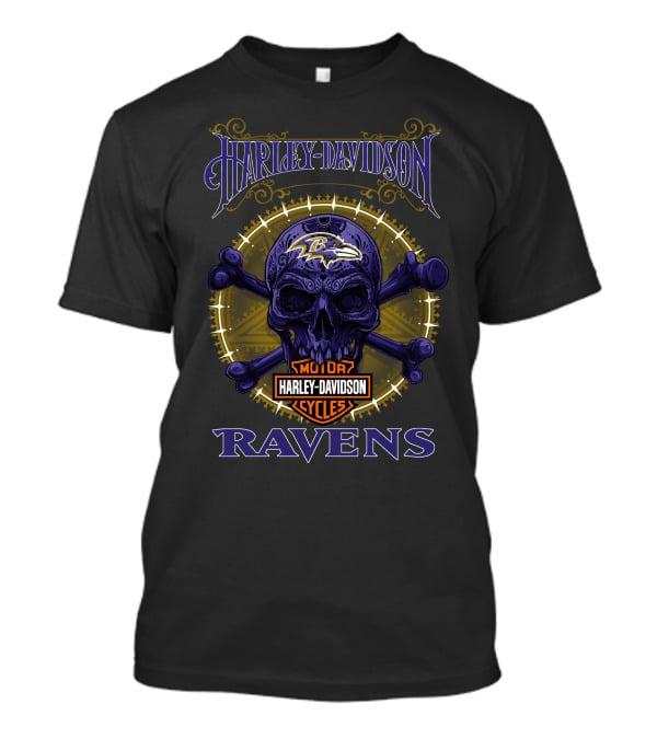 Harley Davidson Ravens Baltimore Skull T-Shirt