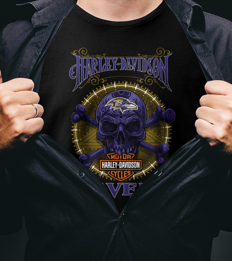 Harley Davidson Ravens Baltimore Skull T-Shirt