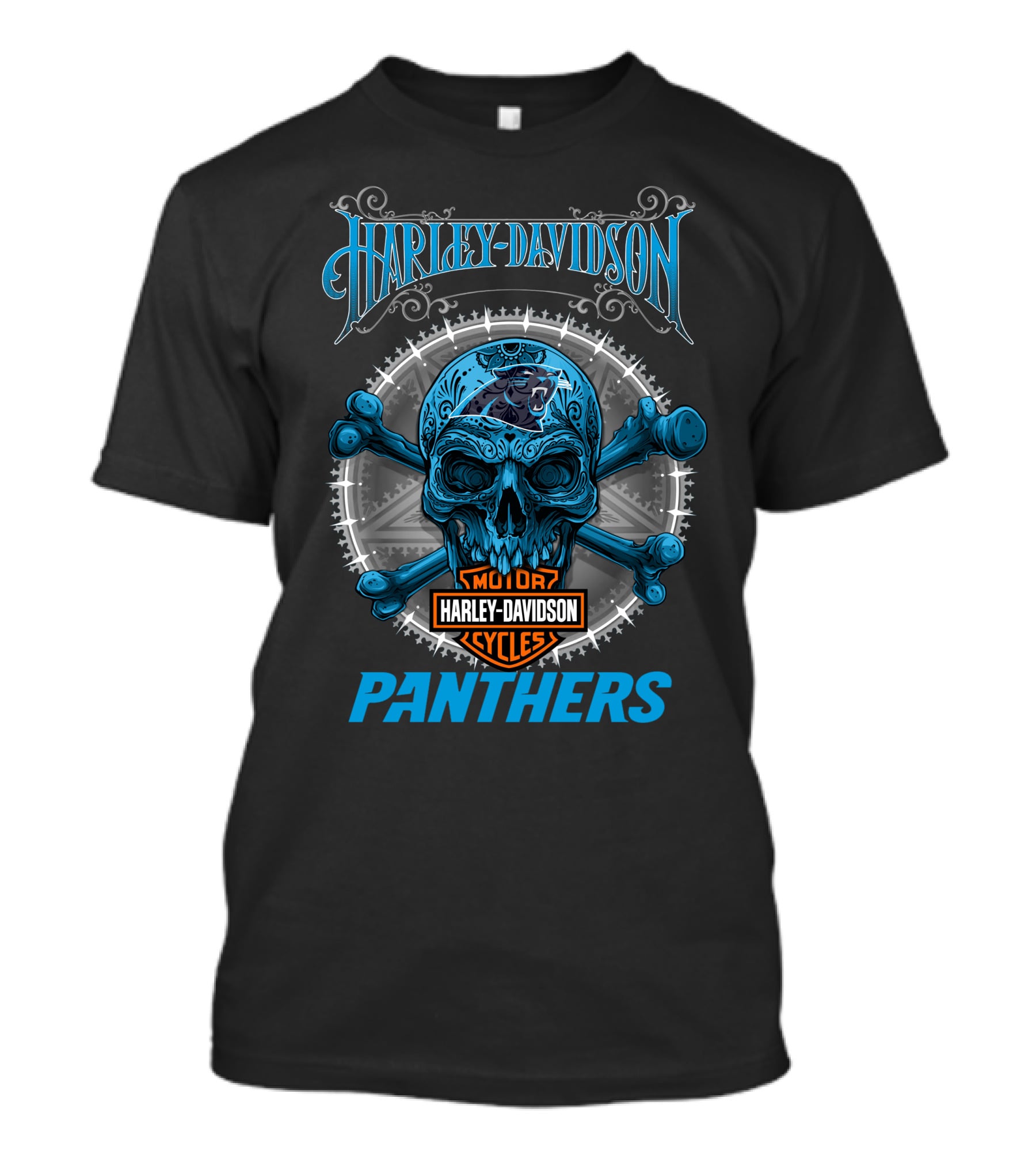 Harley Davidson Motor Cycles Panthers Skull T-Shirt