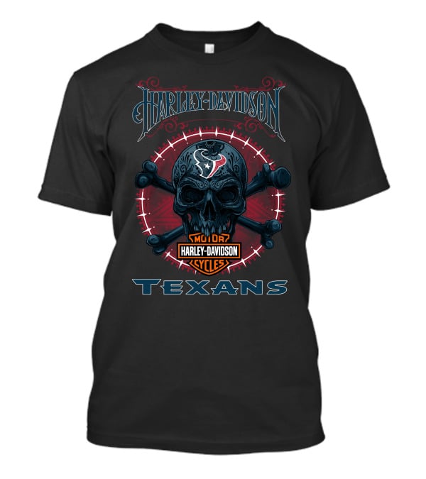 Harley Davidson Houston Texans Skull And Crossbones T-Shirt