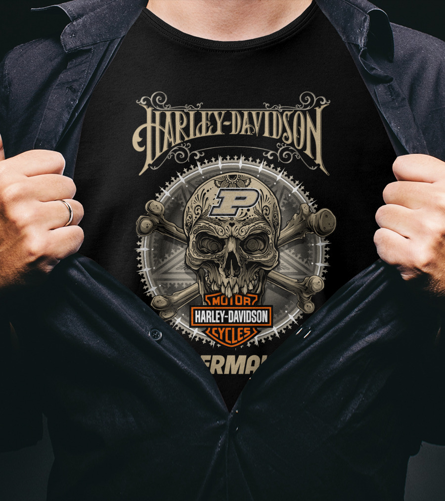 Harley Davidson Purdue Boilermakers Skull Motor Cycles T-Shirt