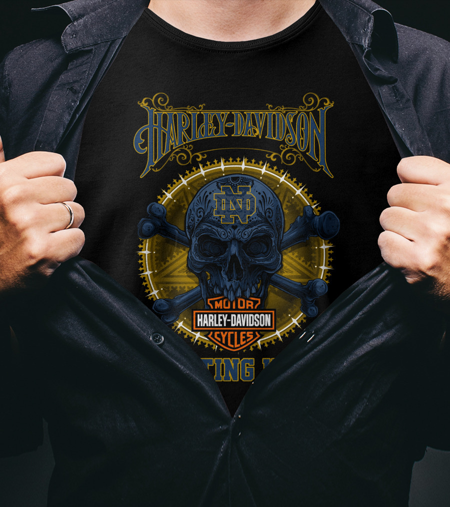 Harley Davidson Notre Dame Fighting Irish Skull Nd Motor Cycles T-Shirt