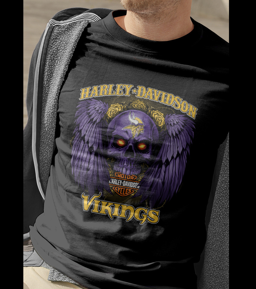 Harley Davidson Vikings Minnesota Nfl Motorcycles T-Shirt