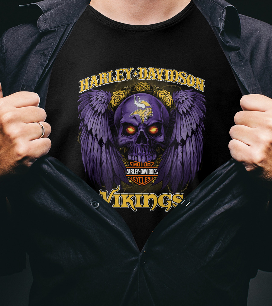 Harley Davidson Vikings Minnesota Nfl Motorcycles T-Shirt