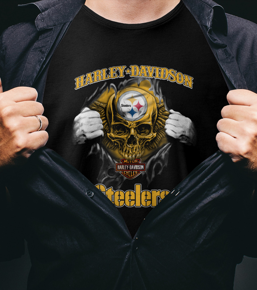 Harley Davidson Pittsburgh Steelers Skull T-Shirt