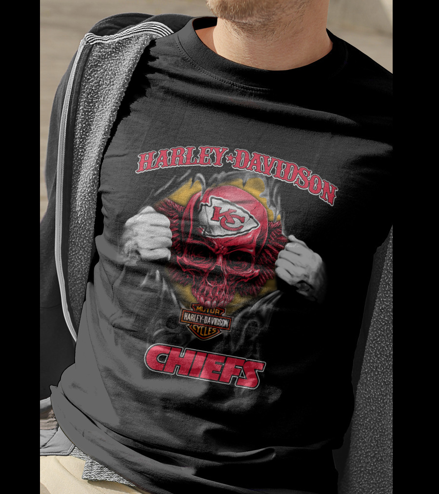 Harley Davidson Nfl Skull Kansas City Chiefs T-Shirt