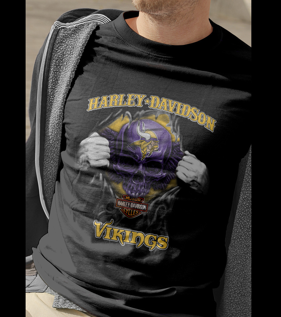 Harley Davidson Skull Minnesota Vikings Nfl T-Shirt