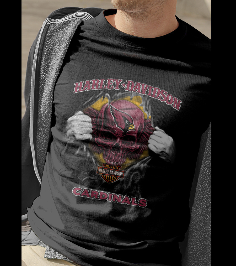 Harley Davidson Arizona Cardinals Skull Nfl T-Shirt