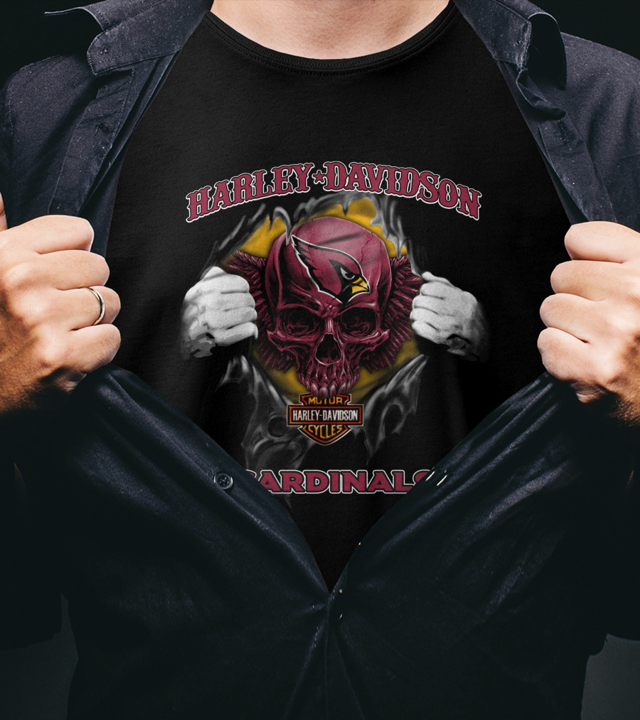 Harley Davidson Arizona Cardinals Skull Nfl T-Shirt