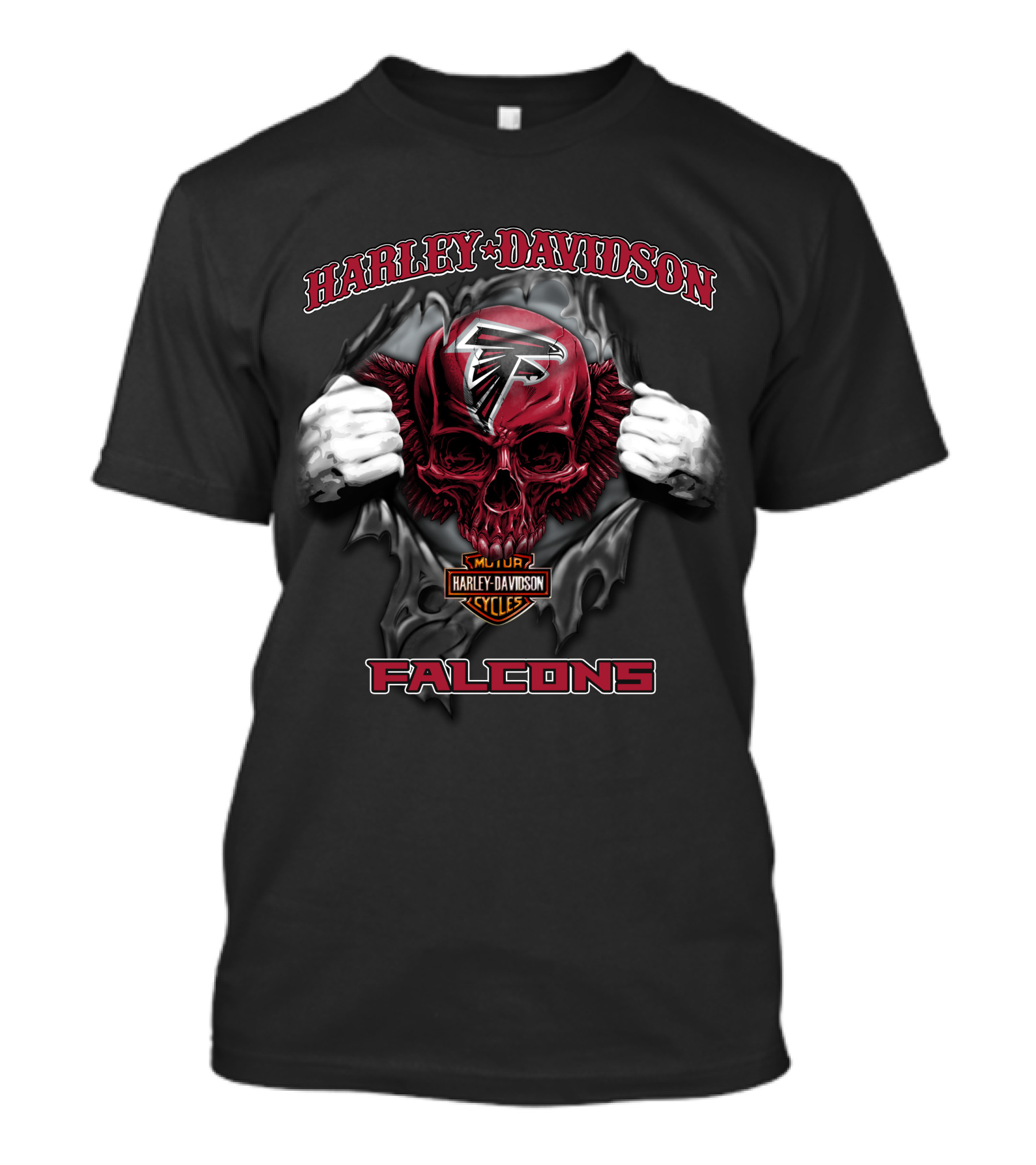 Harley Davidson Atlanta Falcons Nfl Skull Cycles Falcons T-Shirt