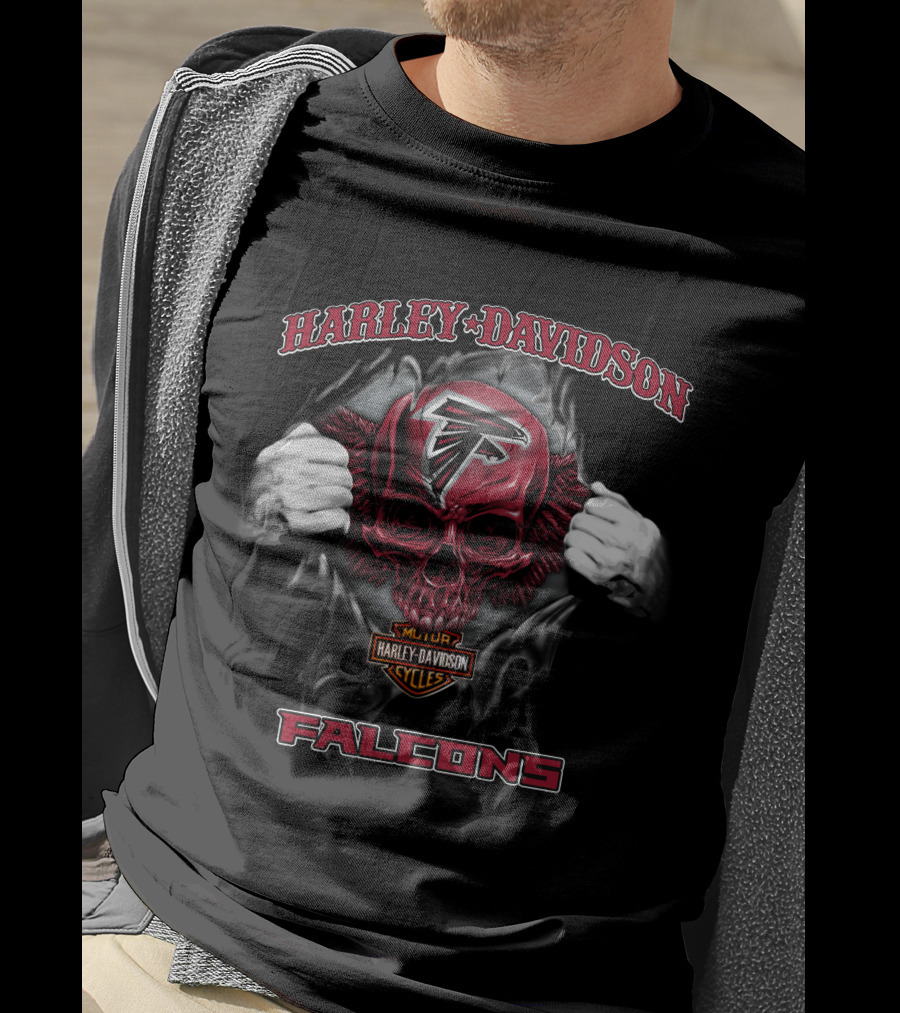 Harley Davidson Atlanta Falcons Nfl Skull Cycles Falcons T-Shirt