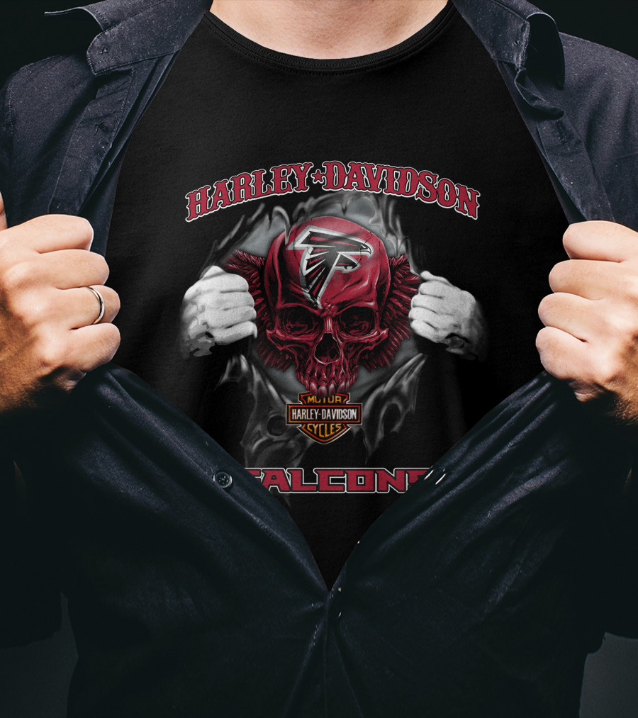 Harley Davidson Atlanta Falcons Nfl Skull Cycles Falcons T-Shirt