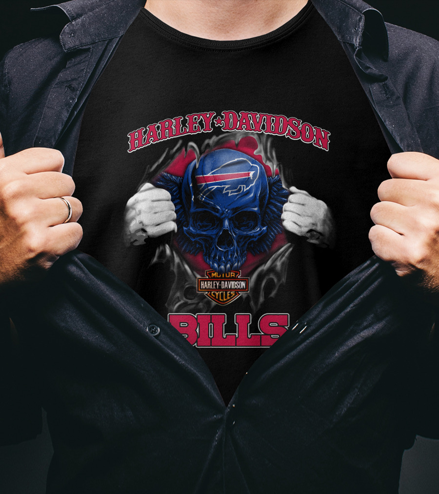Harley Davidson Nfl Buffalo Bills Skull T-Shirt