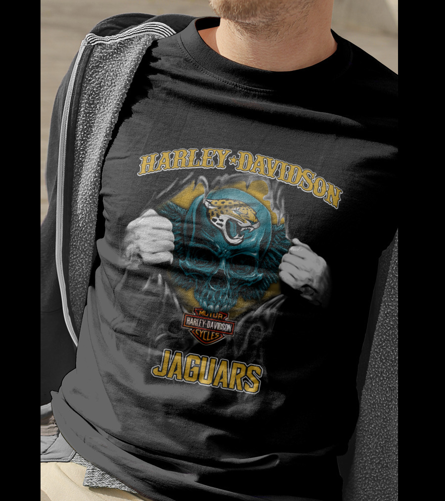 Harley Davidson Jacksonville Jaguars Skull Cycles T-Shirt