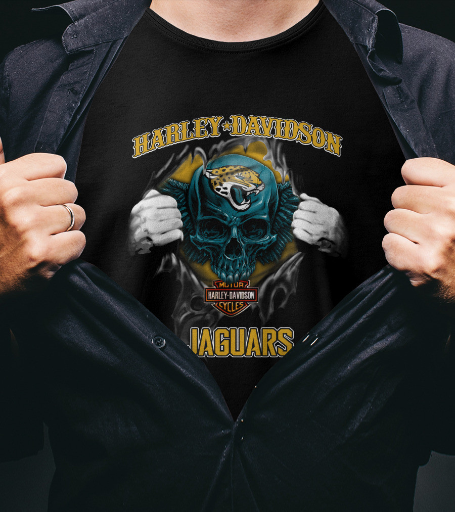 Harley Davidson Jacksonville Jaguars Skull Cycles T-Shirt
