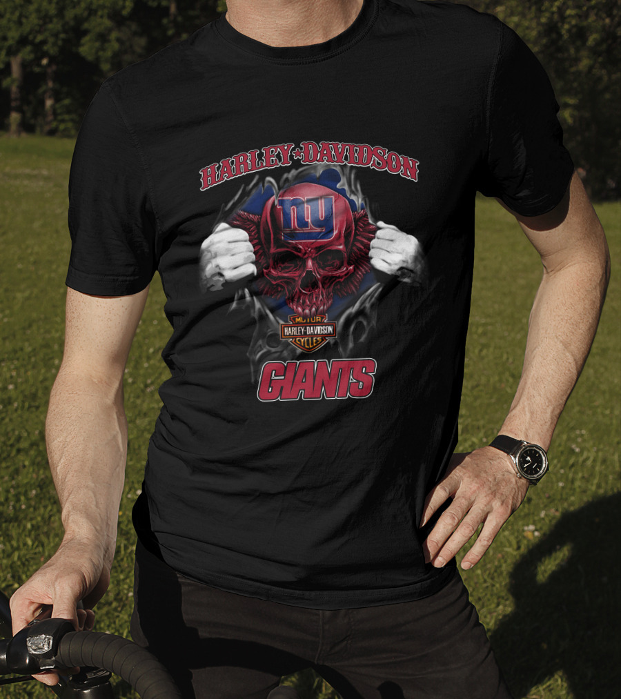 Harley Davidson New York Giants Skull Nfl T-Shirt