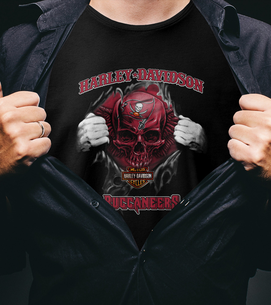 Harley Davidson Nfl Skull Tampa Bay Buccaneers T-Shirt