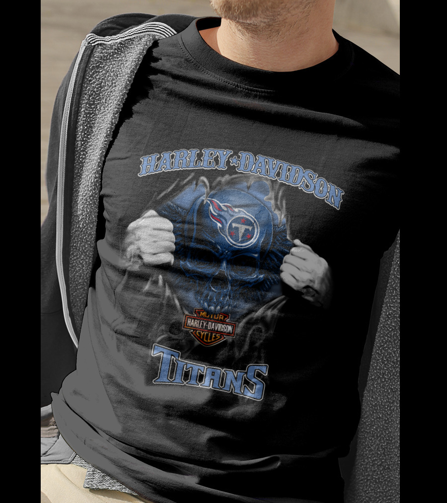 Harley Davidson Nfl Skull Titans Major Cycles T-Shirt