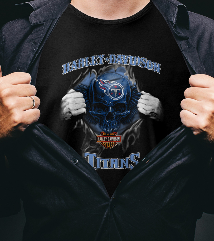Harley Davidson Nfl Skull Titans Major Cycles T-Shirt