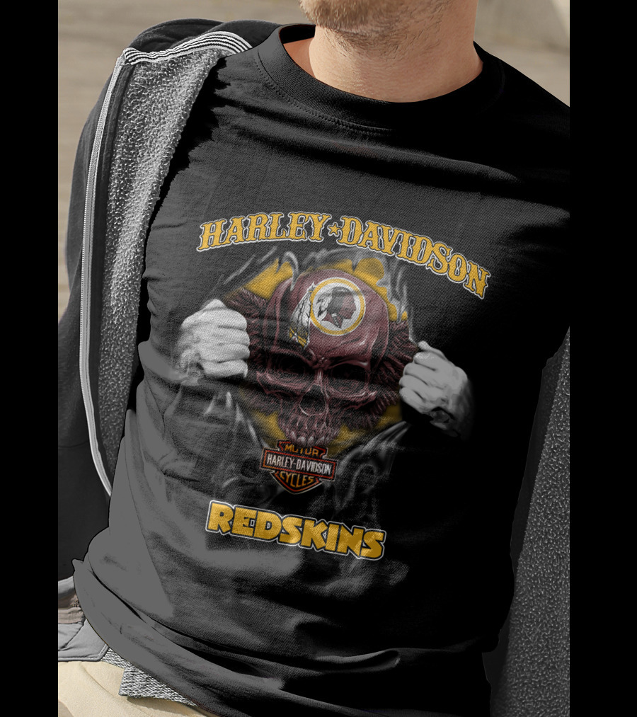 Harley Davidson Nfl Skull Washington Redskins T-Shirt
