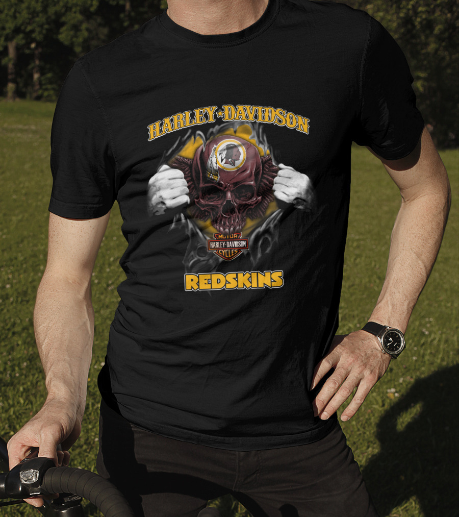 Harley Davidson Nfl Skull Washington Redskins T-Shirt