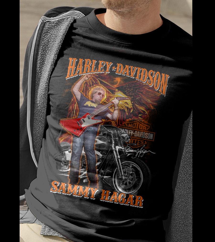 Harley Davidson Sammy Hagar Motorcycles Eagle Guitar Performance T-Shirt