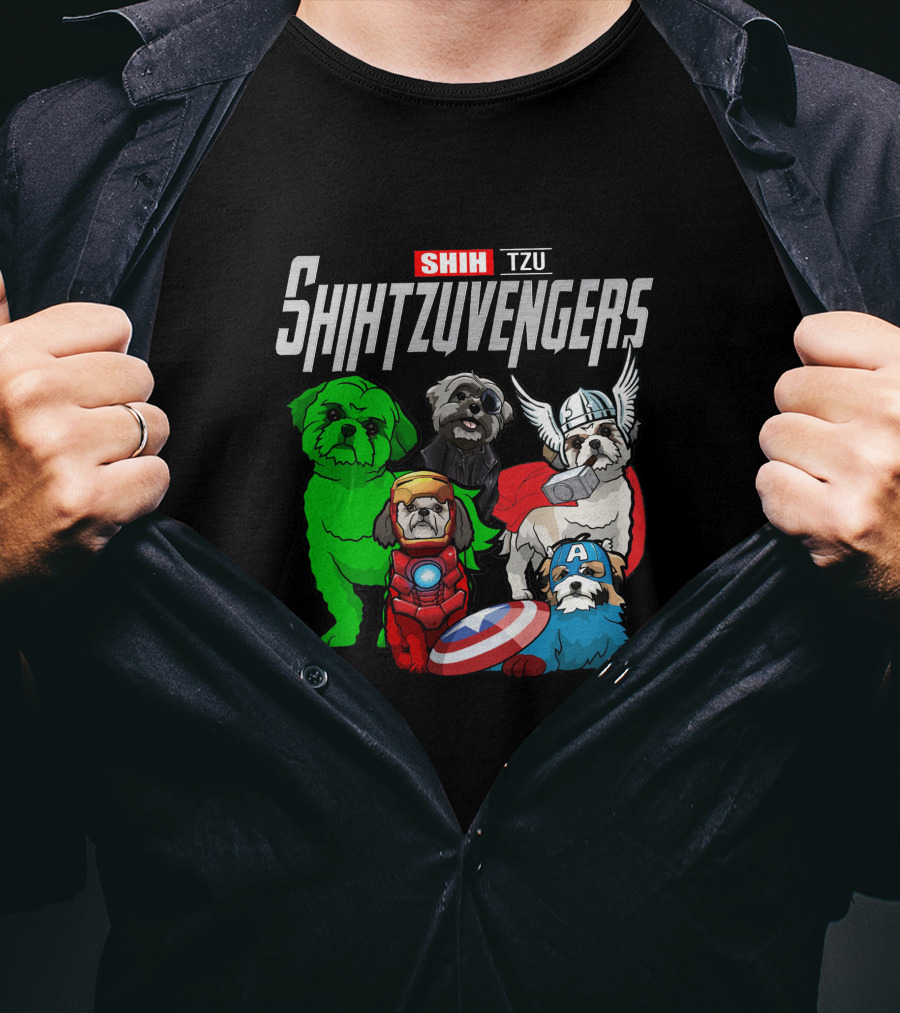 Shihtzuvengers Shih Tzu Dogs As Superheroes Assemble T-Shirt