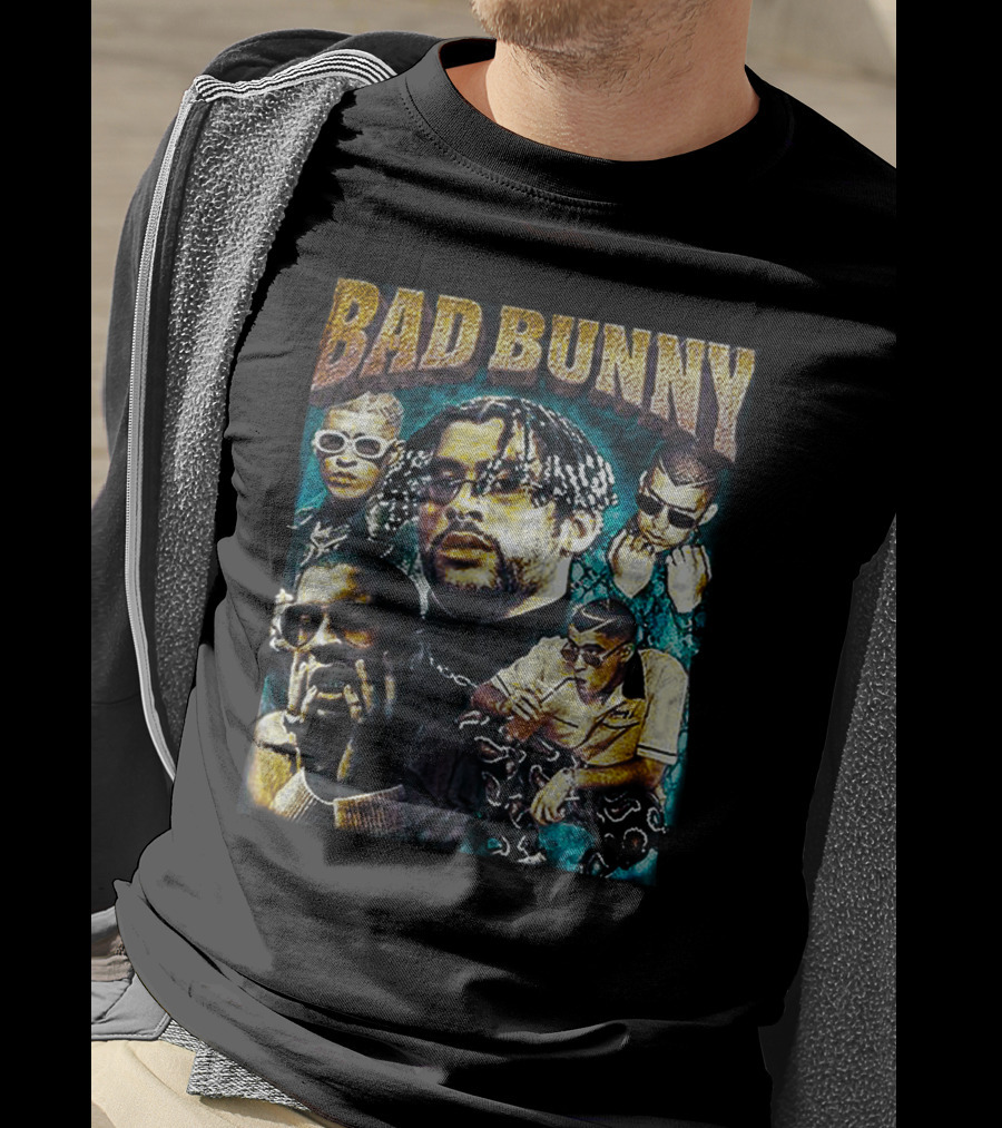BAD BUNNY Multi-Image Portrait Collage Fan T-Shirt