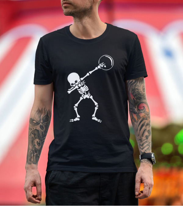 Premium T-Shirt: Halloween Skeleton Dabbing Bowling Dance Dab T-Shirt Halloween Skeleton Dabbing Bowling Dance Dab T-Shirt